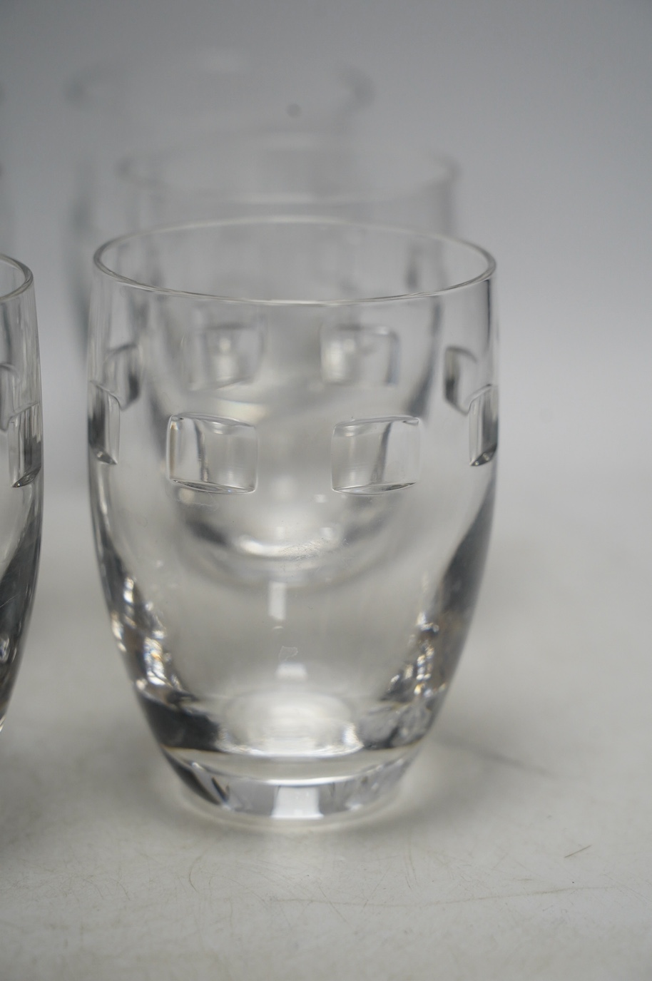 A set of six Waterford 'Geo' tumblers and three Tipperary brandy balloons. Condition - good